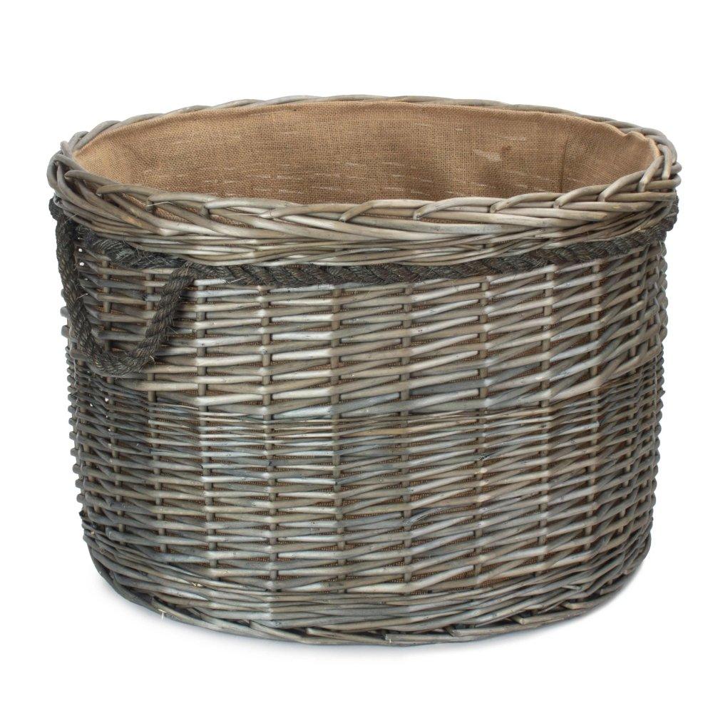 Large Antique Wash Round Storage Log Basket